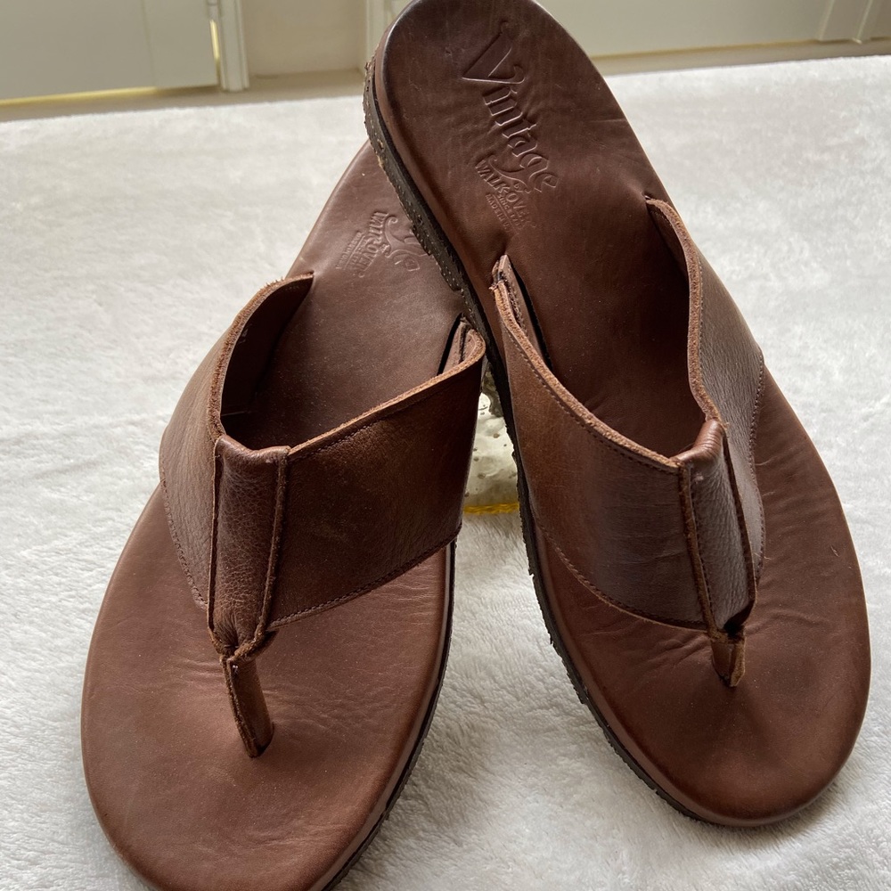 Leather Flip Flops Womens-9, Men’s-8m